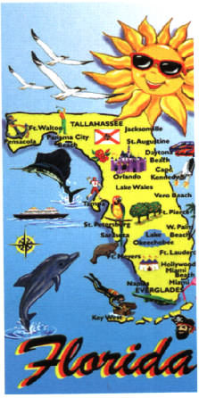 Florida Map Beach Towel