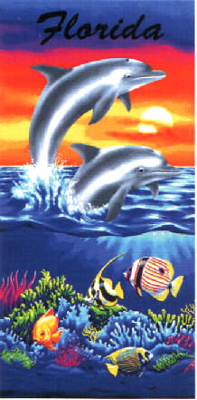 Dolphins at Sunset Beach Towel