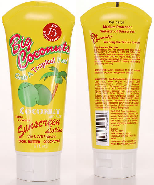 Big Coconuts Sunscreen SPF 15